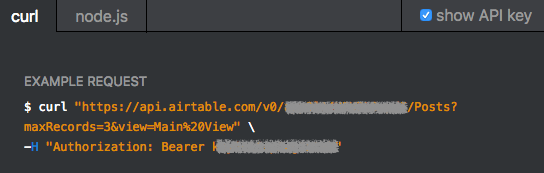 Examples using curl
